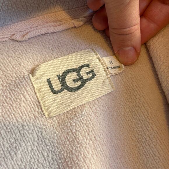 UGG Pink Cotton Fleece Robe Coat with Belted Waist Cozy Loungewear M - Picture 8 of 12
